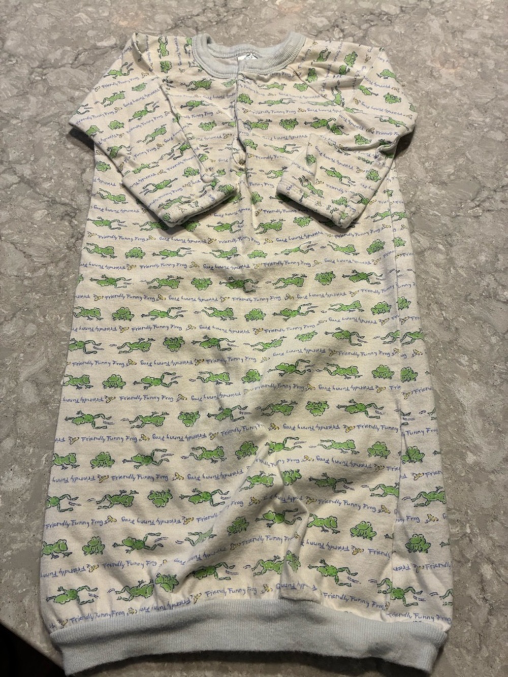 Gerber vintage  Cream Sleep Sack with Green Frog Print
